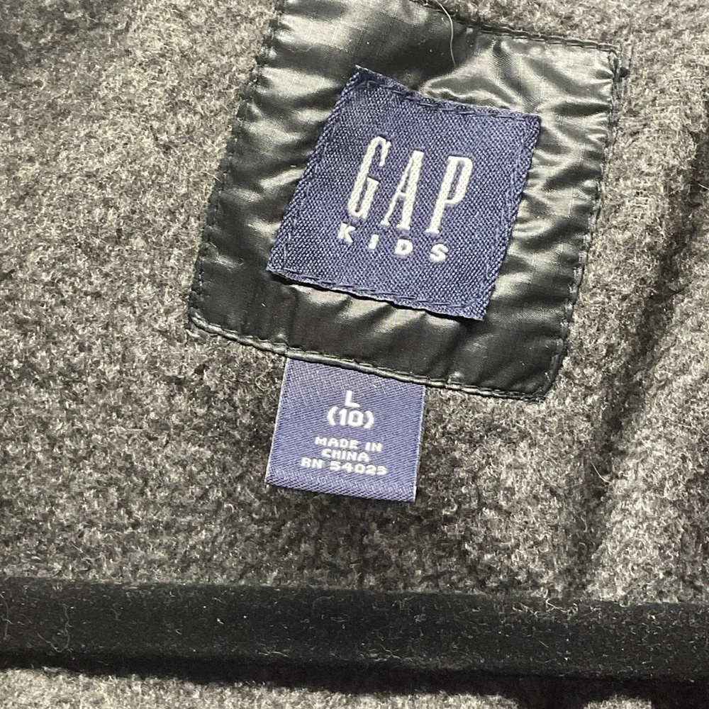 Gap Kids Boys Black Puffer Jacket Fleece Lined Hooded Winter Coat Size L 10